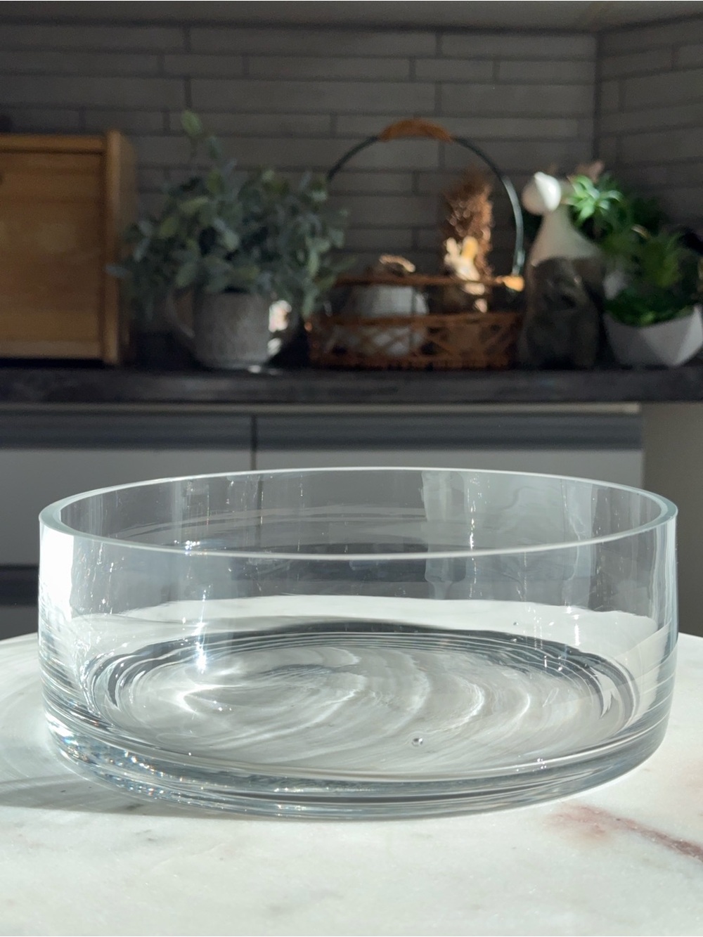 Clear Glass Cylinder Bowl Centrepiece Vase 8” Modern Decor